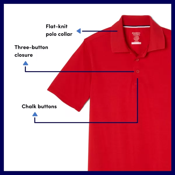 French Toast Men's Moisture Wicking Performance Sport Polo Short Sleeve Shirt