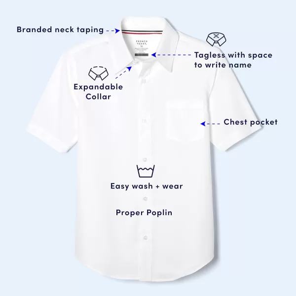 French Toast Men's Short Sleeve Classic Poplin Dress Shirt