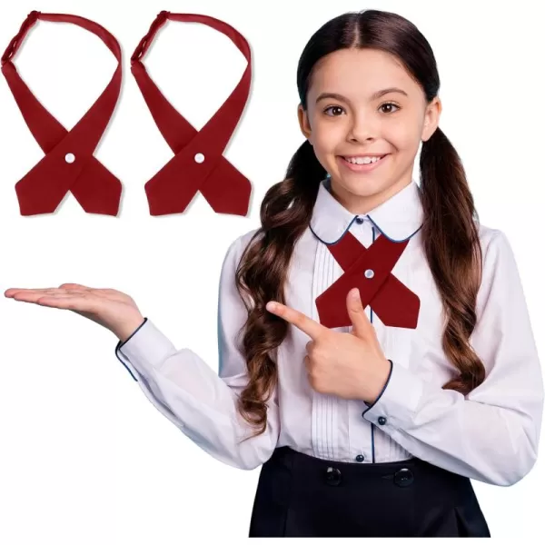 2 Pack French Girls Uniform Tie Cross Tie for Girls Adjustable Neck Tie School Uniform for Girl Cross Neck Tie Girl Neck Tie