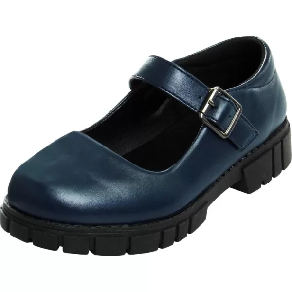 French Toast Girls Round Toe Ankle Strap MaryJane School Shoes - Mary Jane Chunky Platform Oxford Dress Shoe Pumps - Black/Navy/Brown 