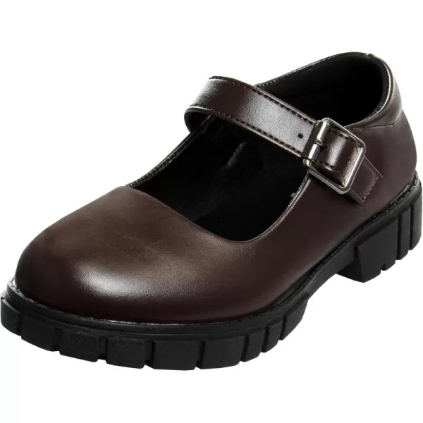 French Toast Girls Round Toe Ankle Strap MaryJane School Shoes - Mary Jane Chunky Platform Oxford Dress Shoe Pumps - Black/Navy/Brown 
