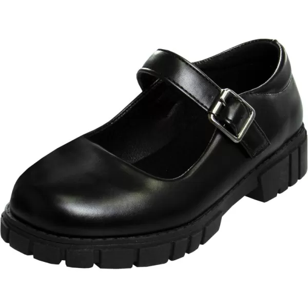 French Toast Girls Round Toe Ankle Strap MaryJane School Shoes - Mary Jane Chunky Platform Oxford Dress Shoe Pumps - Black/Navy/Brown 