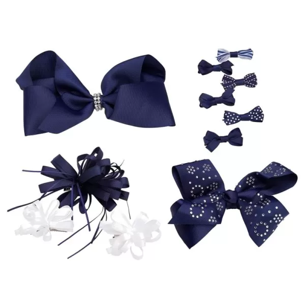 French Toast Girl's School Uniform Bow Hair Accessories, Navy, 4-pack