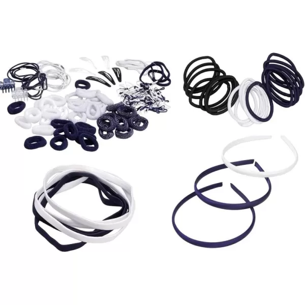 French Toast Kid's School Uniform Assorted Hair Accessories, Navy Blue &amp; White, One Size