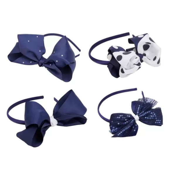 French Toast Kid's School Uniform Headbands, 4-pack, Navy Blue &amp; White, One Size