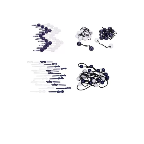 French Toast Kid's School Uniform Self-Hinge Barrettes and Ponytail Holders, 4-pack, Navy Blue &amp; White, One Size