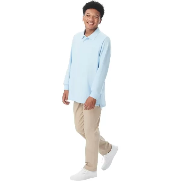 French Toast Men's Long Sleeve Cotton Blend Pique Polo Shirt