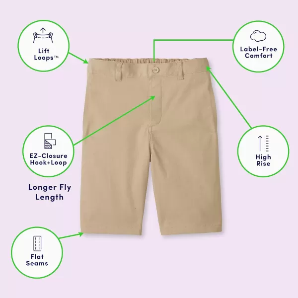 French Toast Boys' Adaptive Flat Front Shorts with Hook and Loop Closure and Elastic Waist)