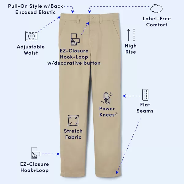 French Toast Boys' Adaptive Relaxed Fit Twill Pants with Hook and Loop Closure and Pull-Apart Leg Openings