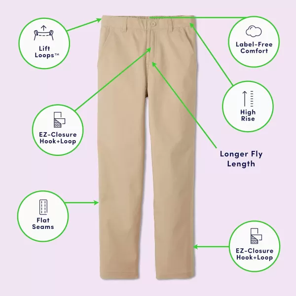 French Toast Boys' Adaptive Relaxed Fit Twill Pants with Hook and Loop Closure and Pull-Apart Leg Openings)