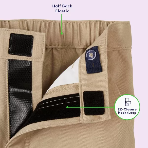 French Toast Boys' Adaptive Relaxed Fit Twill Pants with Hook and Loop Closure and Pull-Apart Leg Openings)