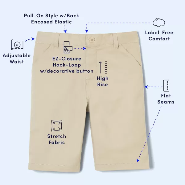 French Toast Girls' Adaptive Bermuda Shorts with Hook and Loop Closure