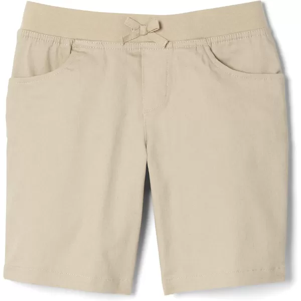 French Toast Girls Pull On Stretch Tie Front Twill Short with Knit Waistband