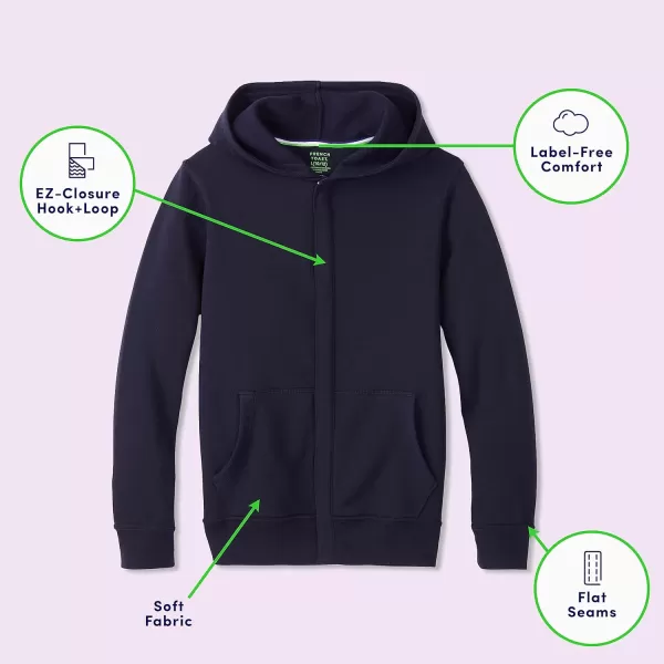 French Toast Kids' Adaptive Long Sleeve Fleece Hoodie with Flat Seams and Hidden Hook and Loop Closure)