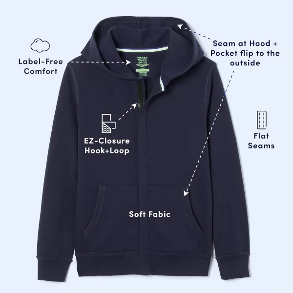 French Toast Kids' Adaptive Long Sleeve Fleece Hoodie with Flat Seams and Hidden Hook and Loop Closure