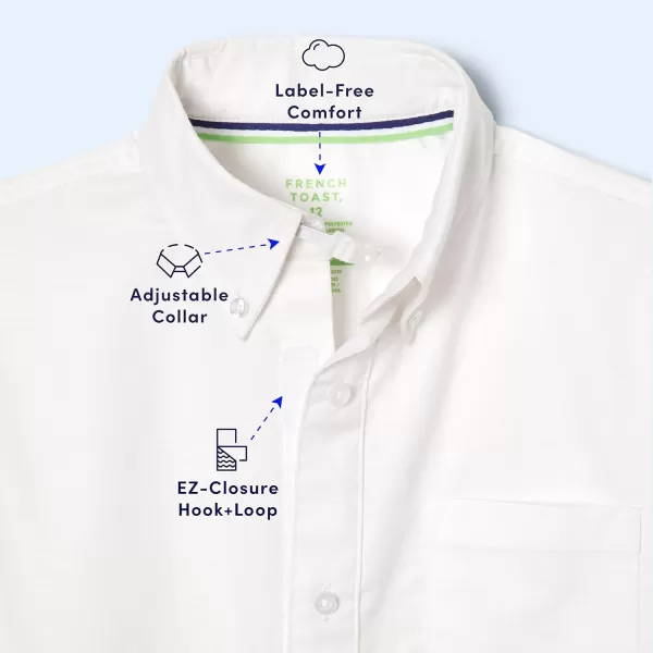 French Toast Kids' Adaptive Long Sleeve Oxford Shirt with Hidden Hook and Loop Placket and Cuffs