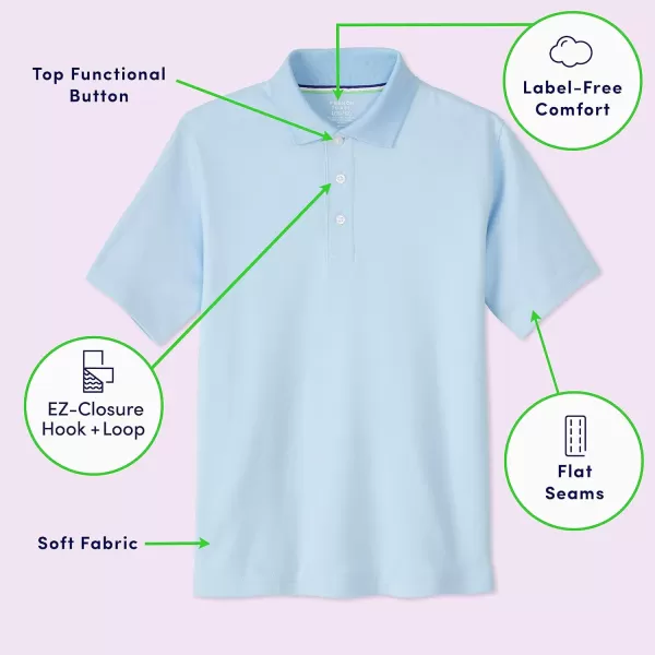 French Toast Kids' Adaptive Short Sleeve Polo Shirt | Hook and Loop Placket | Flat Seams)