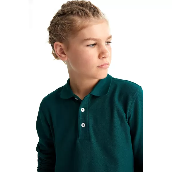 French Toast Pique Polo School Uniform Shirt with Long Sleeves for Boys and Girls