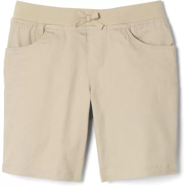 French Toast Girls Pull On Stretch Tie Front Twill Short with Knit Waistband