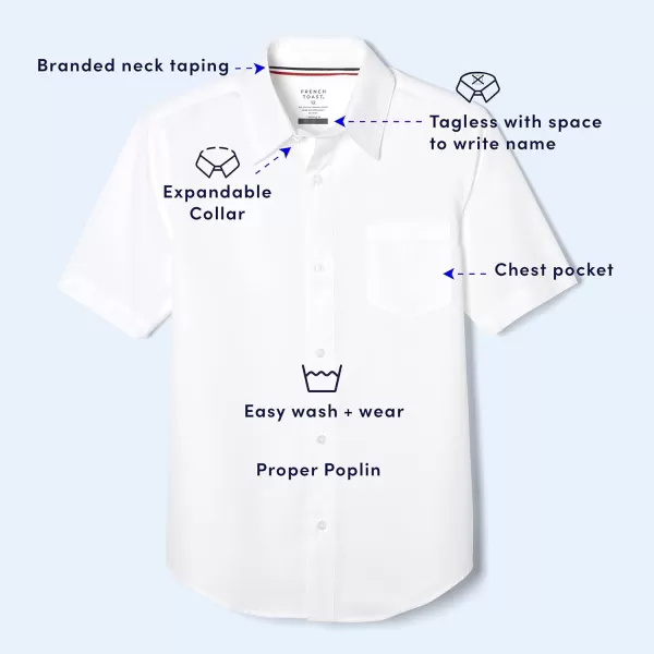 French Toast Boys' Short Sleeve Classic Poplin Dress Shirt 