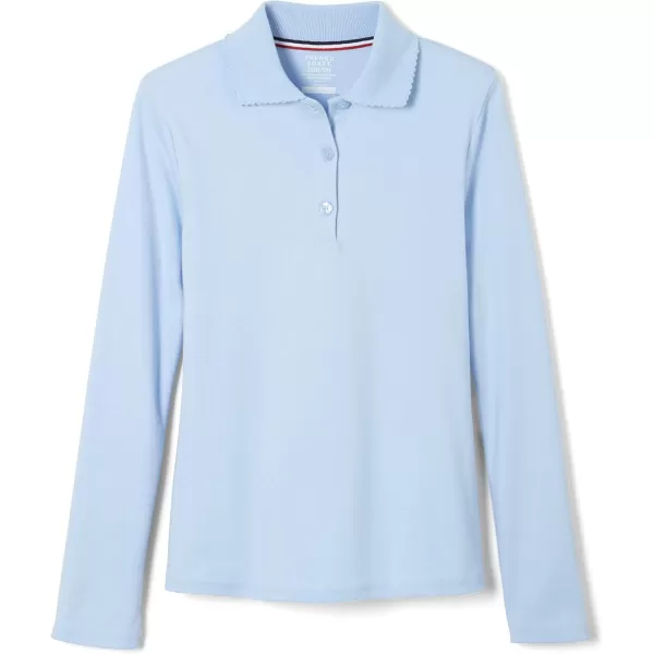 French Toast Girls' Long Sleeve Interlock Polo with Picot Collar 