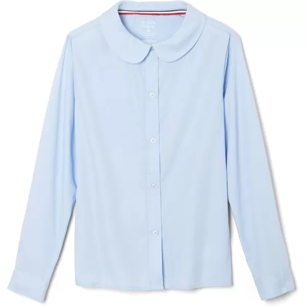 French Toast Girls' Long Sleeve Woven Shirt with Peter Pan Collar 