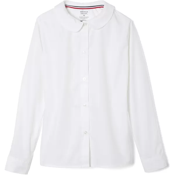 French Toast Girls' Long Sleeve Woven Shirt with Peter Pan Collar 