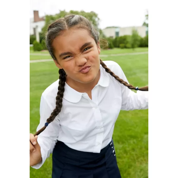 French Toast Girls' Long Sleeve Woven Shirt with Peter Pan Collar 