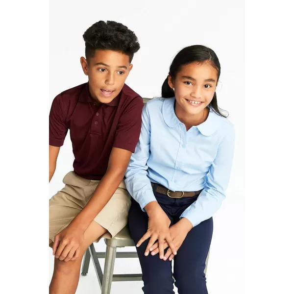 French Toast Girls' Long Sleeve Woven Shirt with Peter Pan Collar 