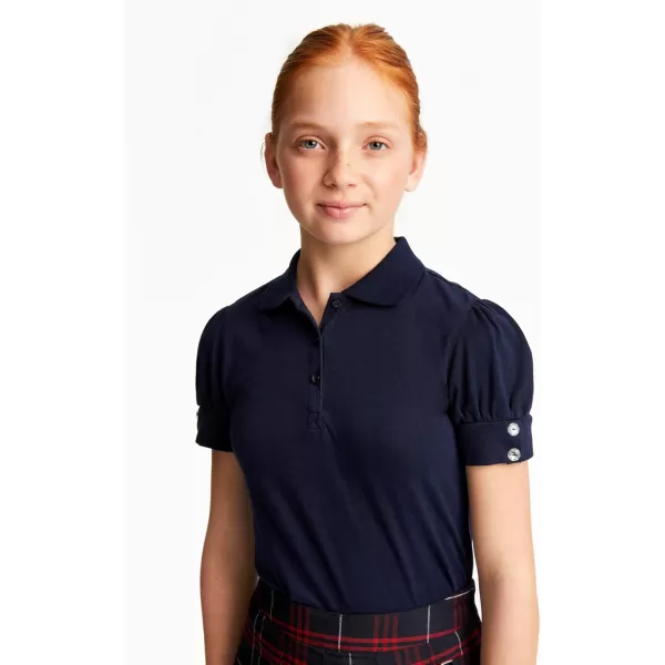 French Toast Girls Plus Size' Puff Sleeve Double Button Polo
