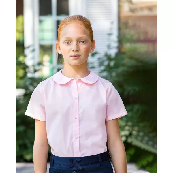 French Toast Girl's Short Sleeve Peter Pan Collar Blouse 