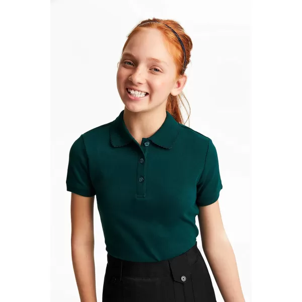 French Toast Girls' Short Sleeve Picot Collar Polo School Uniform Shirt 