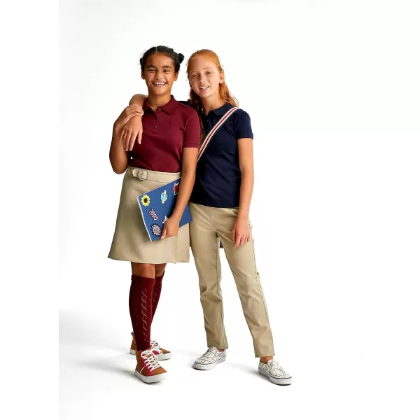 French Toast Girls' Short Sleeve Picot Collar Polo School Uniform Shirt 