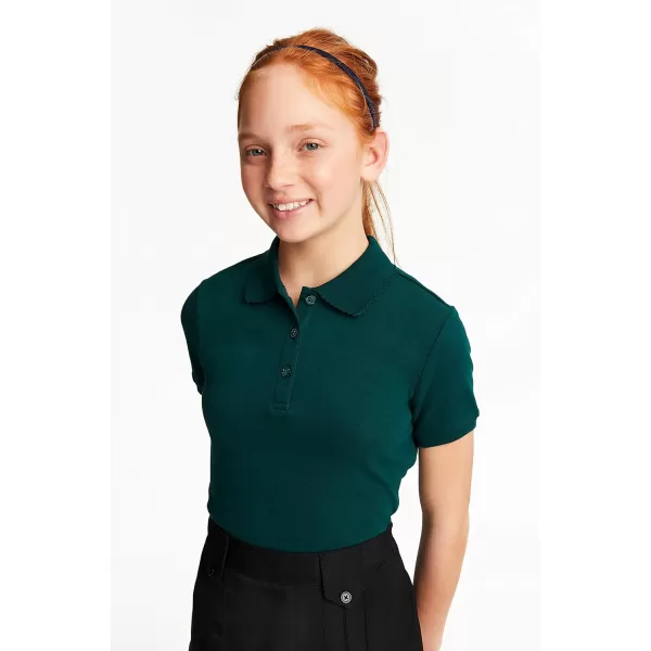 French Toast Girls' Short Sleeve Picot Collar Polo School Uniform Shirt 