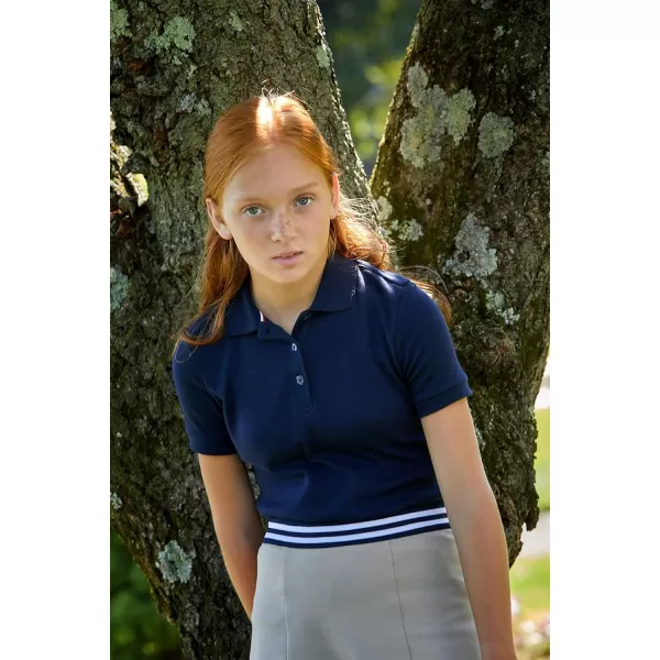 French Toast Girls' Short Sleeve Picot Collar Polo School Uniform Shirt 