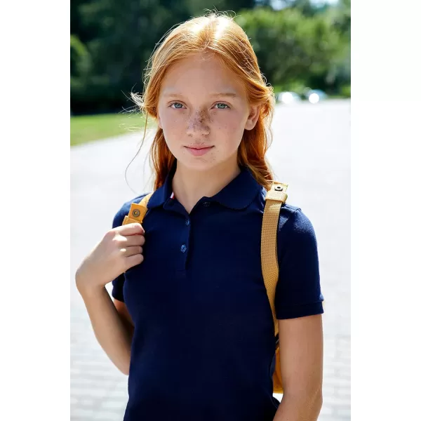 French Toast Girls' Short Sleeve Picot Collar Polo School Uniform Shirt 