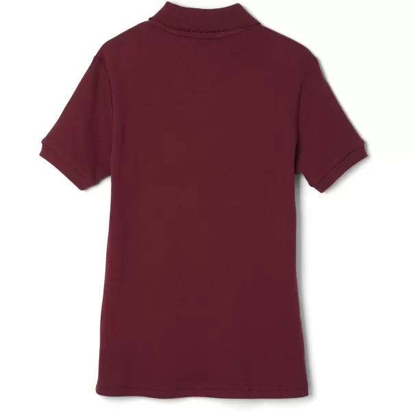 French Toast Girls' Short Sleeve Picot Collar Polo Shirt , Burgundy, 3T