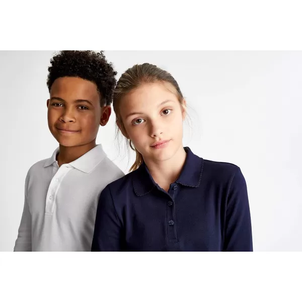 French Toast Girls' Uniform Long Sleeve Polo with Picot Collar 
