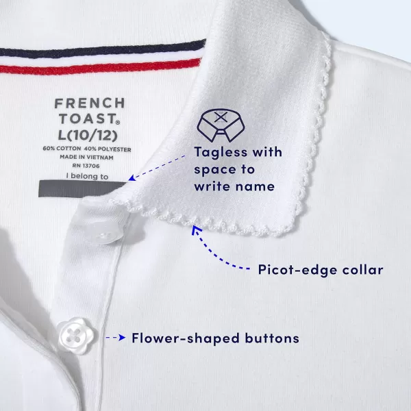 French Toast Girls' Uniform Long Sleeve Polo with Picot Collar 