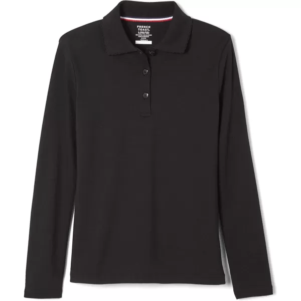French Toast Girls' Uniform Long Sleeve Polo with Picot Collar 