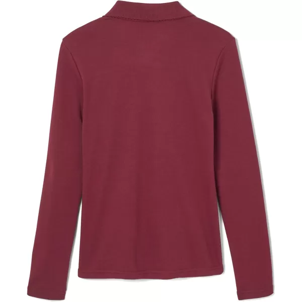 French Toast Girls' Uniform Long Sleeve Polo with Picot Collar 