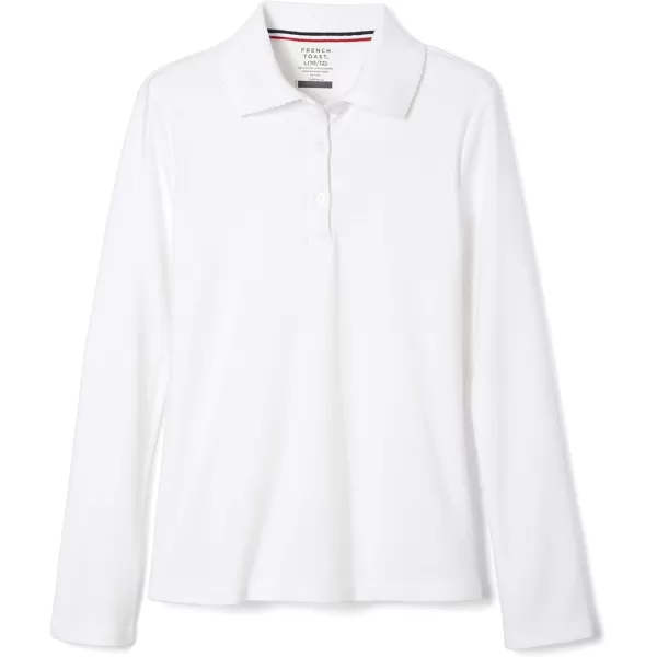 French Toast Girls' Uniform Long Sleeve Polo with Picot Collar 