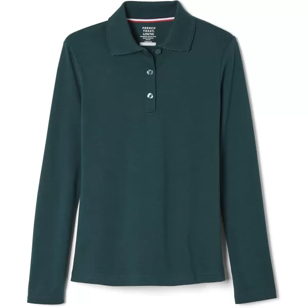 French Toast Girls' Uniform Long Sleeve Polo with Picot Collar 