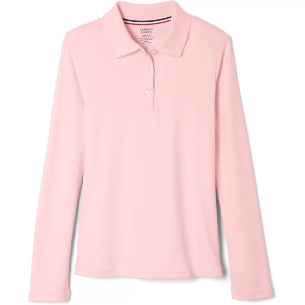 French Toast Girls' Uniform Long Sleeve Polo with Picot Collar 