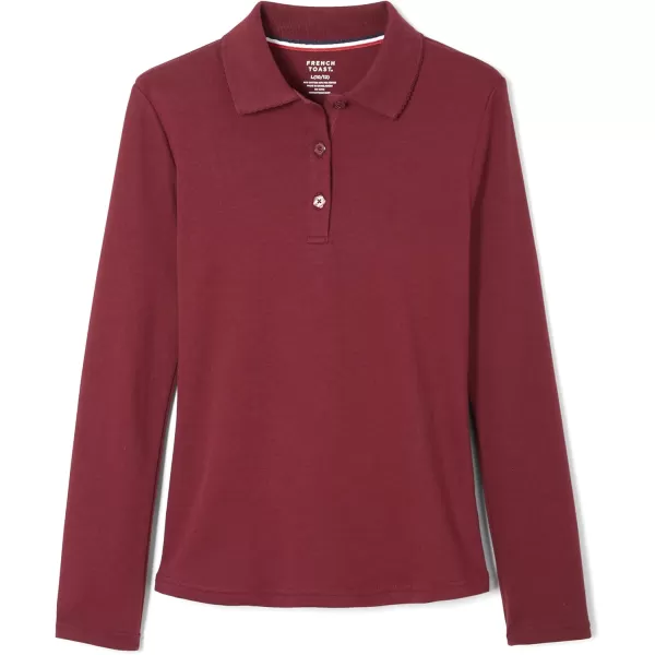 French Toast Girls' Uniform Long Sleeve Polo with Picot Collar 