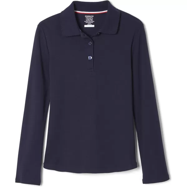 French Toast Girls' Uniform Long Sleeve Polo with Picot Collar 
