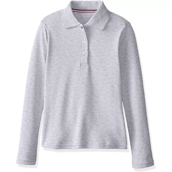 French Toast Girls' Long Sleeve Interlock Polo with Picot Collar 