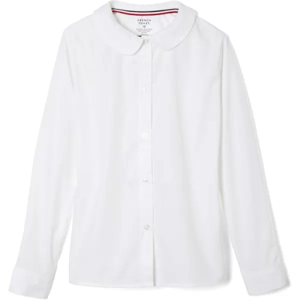 French Toast Girls' Long Sleeve Woven Shirt with Peter Pan Collar 