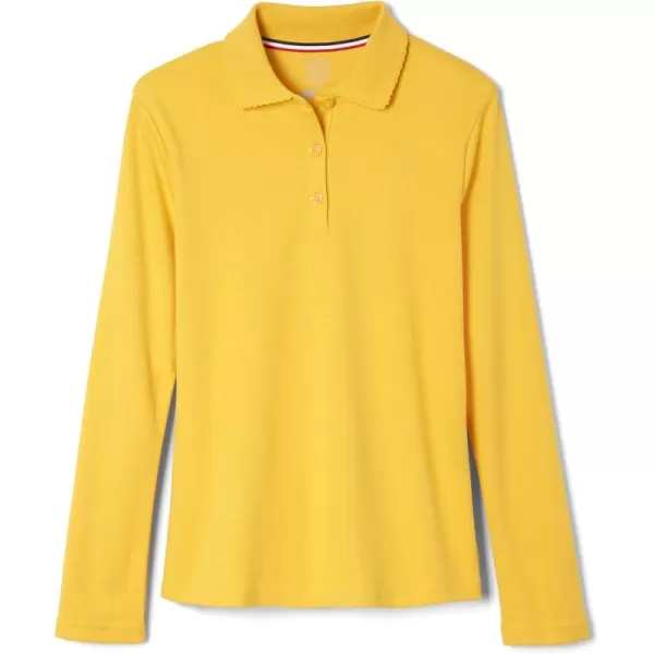 French Toast Girls' Uniform Long Sleeve Polo with Picot Collar 