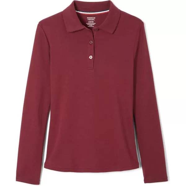 French Toast Girls' Uniform Long Sleeve Polo with Picot Collar 
